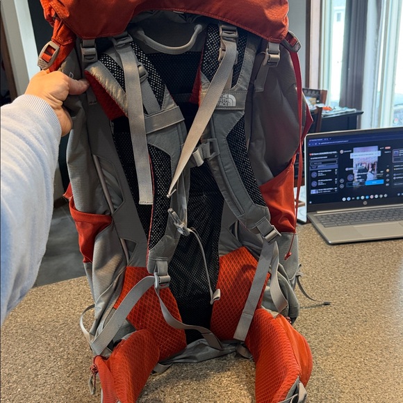 The North Face Banchee 65 Orange Red Hiking Pack with Gray Base - Picture 5 of 5